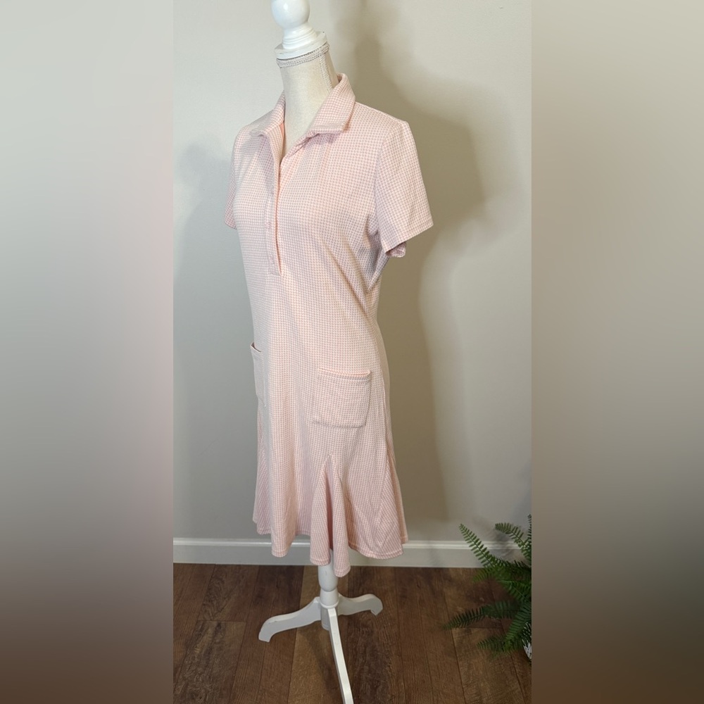 Ivy City Co Piper Peach Houndstooth Collared w/ Godet Hem Sz M - Picture 5 of 13